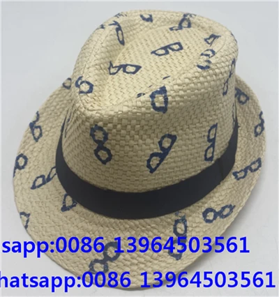 Šiaudinė Fedora kepurė su marginimu