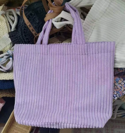 Violetinis velvetinis moteriškas pirkinių krepšys