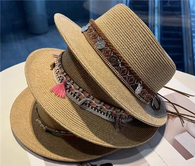 Boho Brown moterų šiaudinė paplūdimio kepurė