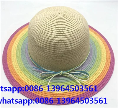 Popierinė šiaudinė vasaros paplūdimio kepurė mergaitėms