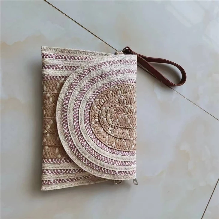 Women Straw Braids Clutch Bag